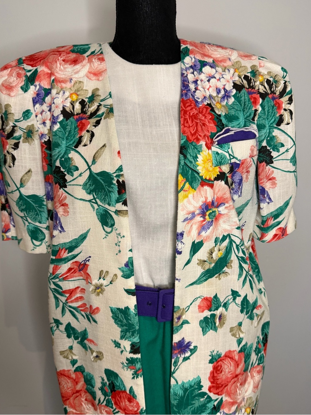 90s Vintage 3 Piece Dress Set by Leslie Fay (Dress, Jacket & Belt) - Size 12